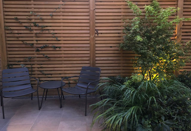 Coffee table in side return & garden lighting